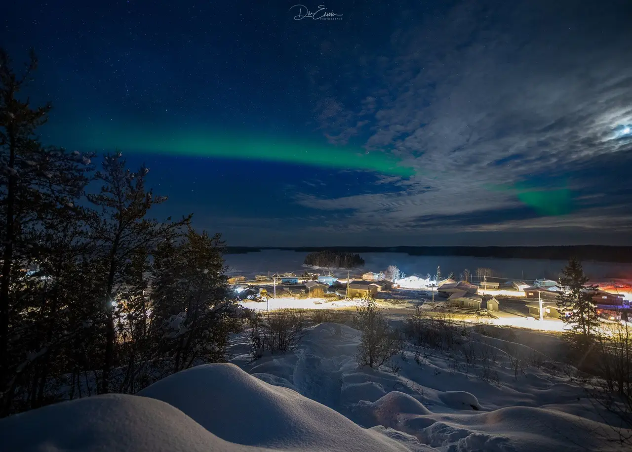 Northern lights over the town, 2021